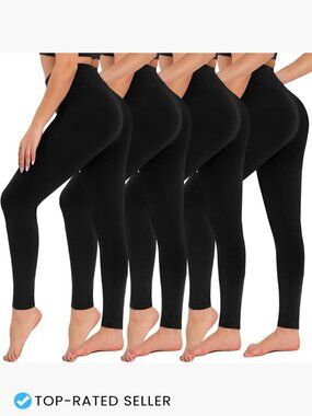 4 Pack High Waisted Leggings Women Tummy Control Yoga Pants Plus Size Workout